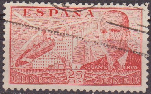 z vendido ESPAÑA 1941 941 Sello Juan de la Cierva y Autogiro 25c Usado Usado Espana Spain Espagne Spagna Spanje Spanien 